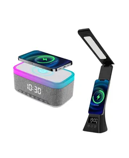 Paquete Esencial de Smart Home Pursonic: Despertador Todo en Uno y Lámpara LED de Escritorio 3 en 1 con Carga Inalámbrica
