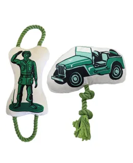 Juguetes de Peluche Jeep del Ejército Rétro/Juguetes de Peluche Soldado Rétro para Perros y Cachorros