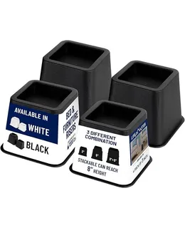 Conjunto de elevadores de muebles - 4 piezas Diseño antideslizante Eleva las patas de los muebles se ajusta a cama, silla, mesa, sofá, escritorio y sofás - Negro
