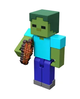 Figura Zombi Minecraft Craft-A-Block, Personajes de Vídeo Juegos Pixelados Auténticos