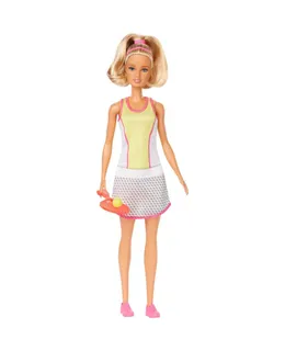 Muñeca Barbie Jugadora de Tenis Rubia con Outfit de Tenis, Raqueta y Pelota