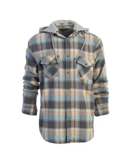 Camisa de Manga Larga de Franela a Cuadros con Capucha Removible para Hombre de Gioberti