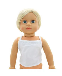 Top Blanco Sin Mangas de Ropa de Muñeca del Mundo de la Moda Americana 18 Pulgadas