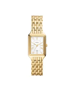 Reloj de mujer Fossil Raquel con caja rectangular y correa de acero inoxidable o banda de cuero ES5220 Raquel Ladies