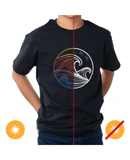 Camiseta de Manga Corta para Hombre - Waves - Negra por DelSol - 1 Pieza (YL)