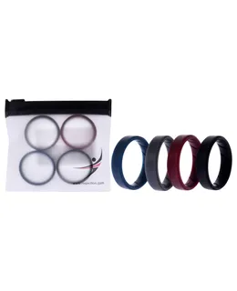 Conjunto de Anillo de Boda BR de Silicona - Basic-Bordo para Hombres por ROQ - 4 x 16 mm