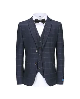 Suit Tres Piezas Ajuste Slim Cuadros Ventana para Hombre Braveman