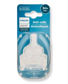 Tetina Anti-Cólico para Botella de Bebé Philips AVENT, Flujo 3, 3M+, Paquete de 2