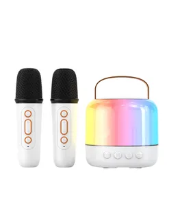 Máquina de Karaoke Mini para Niños Bluetooth con Altavoz y 2 Micrófonos-blanco