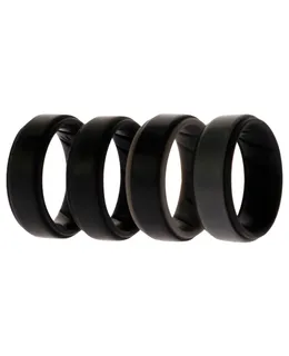 Juego de Anillos de Paso de Boda de Silicona BR - Negro por ROQ para Hombres - Anillo de 4 x 8 mm