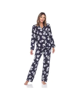 Conjunto de pijama de manga larga floral para mujer