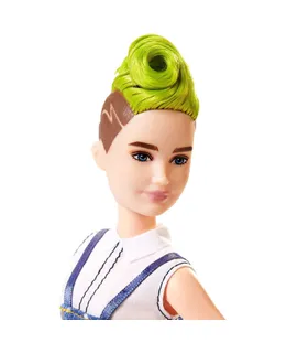 Muñeca Barbie Fashionistas Petite con Vaquero Vaquero de Denim y Mohawk Verde