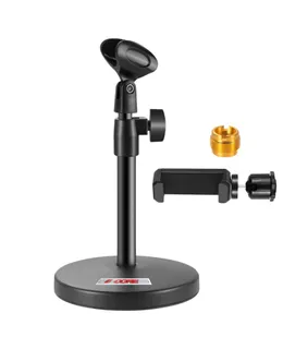 5 Core Mic Stand 3 en 1 Soporte de Micrófono de Escritorio Ajustable Soporte de Microfono de Mesa con Abrazadera para Teléfono