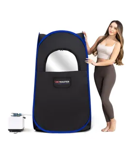 Sauna de vapor plegable, sauna de vapor portátil para el hogar, tienda de sauna, sauna portátil, sauna portátil para interiores con silla plegable, control remoto - Generador de vapor de 3L 1100W Negro