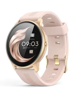 Reloj Inteligente AGPTEK para Mujeres y Hombres, Reloj Inteligente a Prueba de Agua 5ATM para Teléfonos Android e iOS, con 100+ Modos Deportivos, Rosa Oro