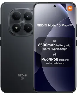 XIAOMI Redmi Note 15 Pro+ Plus 5G Ai (512GB + 12GB) NFC 6.83" 120Hz 200MP Ultra Camera Modelo 2510ERA8BG Desbloqueado Dual Sim (Negro)