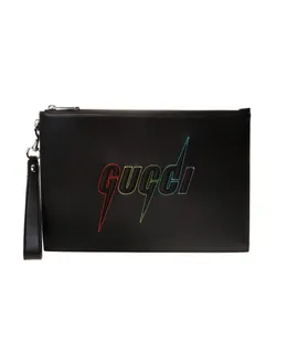 Bolso de mano con bordado de Blade de Gucci en cuero negro