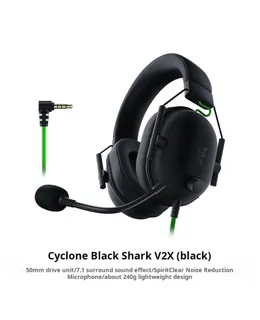 Razer BlackShark V2 X Auriculares de Juego: Compatible con Sonido envolvente 7.1 - Conductores de 50mm - Cojín de Espuma de Memoria - para PC, PS4, Nintendo Switch - Jack de auriculares de 3.5mm - negro