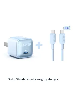 Cargador de pared de carga rápida para teléfono móvil Anker Apple 15 set azul + cable de carga rápido C-C de 0.9m