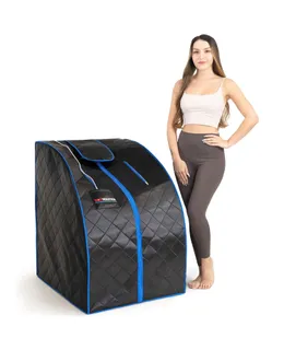 Sauna de Infrarrojos Plegable, Sauna Portátil para el Hogar, Tienda de Sauna Sauna Box Portátil, Sauna Portátil para el Hogar con Silla Plegable, Controlador Cableado - Caja de Sauna para el Hogar 1050W Potencia, Máximo 140°F Negro
