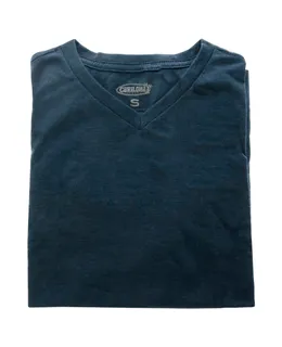 Camiseta de Cuello en V de Bambú - Azul Bermuda por Cariloha para Hombre - 1 Pieza Camiseta (S)