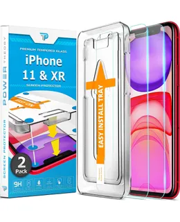 Protector de Pantalla Power Theory para iPhone 11/iPhone XR Vidrio Templado [2-Pack] con Kit de Instalación Fácil [Compatible con Funda][6.1 Pulgadas]