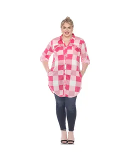 Camiseta Túnica Plaid Plus Size