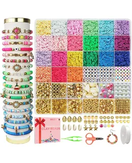 Kit de fabricación de brazaletes de cuentas de arcilla para principiantes, 5000 piezas