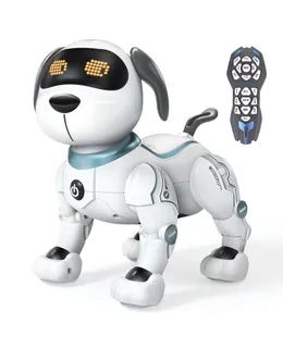 Juguetes de perro robot para niños, juguete de robot controlado por control remoto y robot de juguete programable, cachorro de robot de baile y caminar RC, juguetes de control de voz interactivos, regalo de mascotas electrónicas para niños niños
