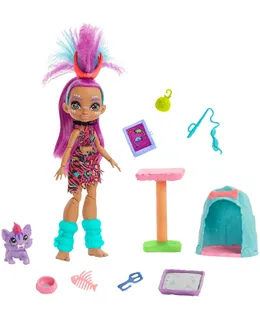 Conjunto de Aventuras de Mascotas Mattel Cave Club Purr-FECT con Muñeca Roaralai