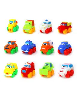 Coches Bebé de Big Mo's Toys - Vehículos de Caucho Blando para Bebés y Niños Pequeños - 12 Piezas