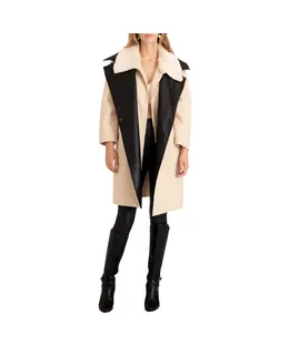 Abrigo Oversized Belle & Bloom para Mujer con Forro de Cuero