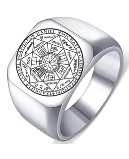Anillo de Acero Inoxidable de Los Sellos de Los Siete Arcángeles