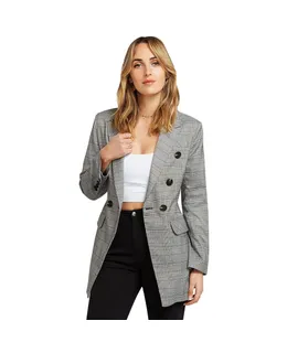 Blazer de mujer Belle & Bloom 'Too Cool For Work' a cuadros en gris