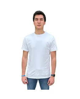Camiseta de manga corta con cuello redondo para hombre en algodón turco peinado