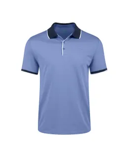 Polo Marino Clásico para Hombre de Mezcla de Algodón y Algodón Pique con Cuello Contraste - Azul Celeste - 4XL