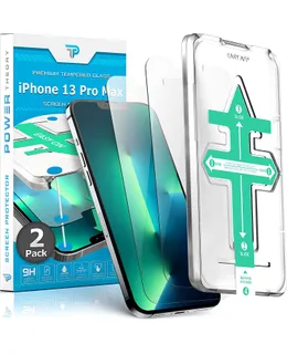 Protector de Pantalla Power Theory para iPhone 13 Pro Max [Paquete de 2] con Kit de Instalación Fácil [Vidrio Templado Premium]