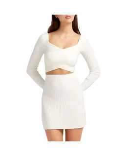 Belle & Bloom Mujeres' C'est Belle Minifalda Tejida en Crema