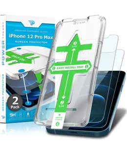 Protector de Pantalla Power Theory para iPhone 12 Pro Max [Paquete de 2] con Kit de Instalación Fácil [Vidrio Templado Premium]