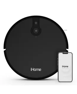 Robot Aspirador AutoVac Eclipse iHome - Compatible con Alexa, Tecnología de Mapeo, Succión Ultra Fuerte de 2200 PA, Autónoma 120 Minutos, Conectividad a la App y Control Remoto - iHRV10Y-BLK