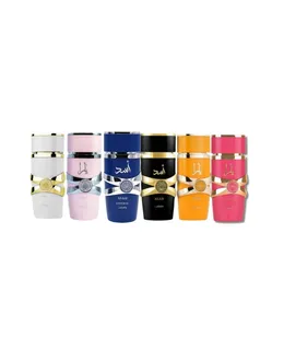 Conjunto de 6 piezas de la nueva colección Yara Eau de Parfum Spray para unisex (3.4 onzas de rosa Yara + 3.4 onzas Yara Moi + 3.4 onzas Yara Tous + 3.4 onzas Yara Candy + 3.4 onzas Asad + Asad Zanzibar, 6PCS