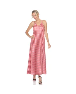 Vestido Maxi Sin Mangas de Mujer a Rayas