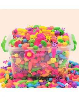 Pop Beads, Kit de Joyería - 508 cuentas pop [caja de almacenamiento] + 6 brazaletes + 2 diademas