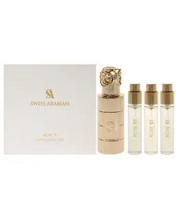 Rosa 01 por Swiss Arabian para Unisex - 4 Piezas Mini Set de Regalo 3 x 10ml Perfume en Aerosol, 1 Caja Metálica