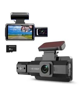 Cámara Dash, Cámara Dash para Coches 1080P, Cámara Dash Dual Frontal y Interior, Cámara de Visión Nocturna Infrarroja para Coches, Cámara Dash con Tarjeta SD de 32GB, Grabación en Bucle, Sensor G, Monitor de Estacionamiento, Cámara de Coche para Taxi Uber