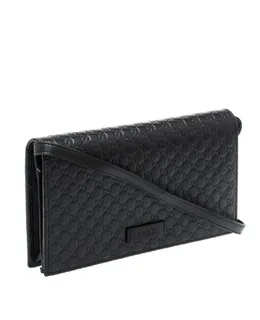 Cartera de mano Gucci Microguccissima GG Logo de cuero negro