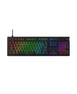 HyperX - Alloy Rise Teclado de juego mecánico de tamaño completo con interruptor lineal mecánico cableado con iluminación RGB - Negro-7G7A3AA#ABA