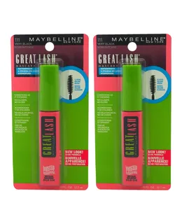 Máscara Aguaproof Great Lash - # 111 Muy Negro por Maybelline para Mujeres - 0.43 oz Máscara - Paquete de 2
