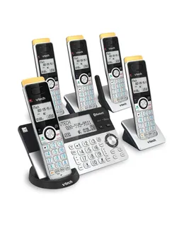 Teléfono inalámbrico Vtech 5-Handset con súper largo alcance, Bluetooth Connect a celular, Bloqueador de llamadas inteligente y Sistema de respuesta