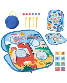 Juego de lanzamiento de sacos de frijoles para nios, Tabla de dinosaurio seguro de 3 en 1, Juego de mesa plegable para casa, Juego de fiesta para nios de 3 aos o ms, Actividad interior y exterior, Mejor regalo-Cajn de color espesado de dinosaurio
